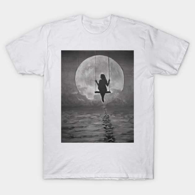 Girl on swing T-Shirt by Allison Prior Art